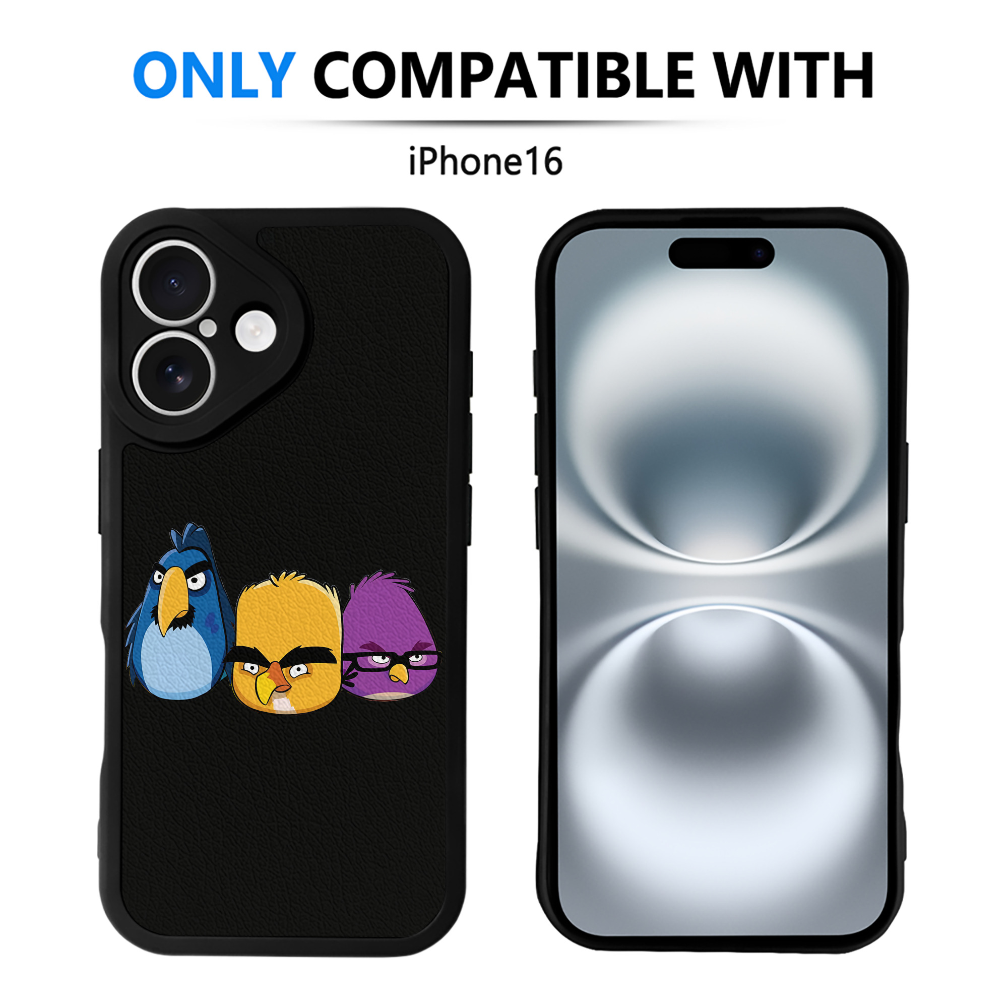 （画像用） Angry Birds アングリーバード 【iPhone 16シリーズ対応】シリコンスマホケース（レザー調） 材質：シリコン